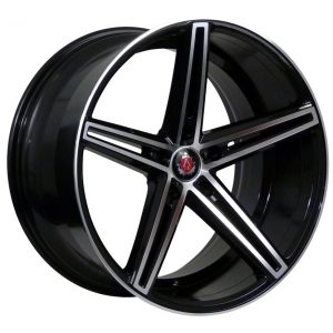 AXE EX14 Black Polished Face 5 spoke alloy wheel