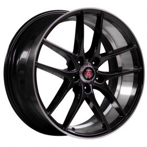 Axe EX19 Gloss Black polished lip and Barrel Front 10 spoke alloy wheel