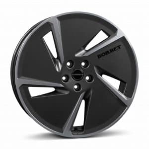 BORBET AE Anthracite Gloss Polished flat face 5 spoke alloy wheel