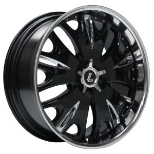Lenso GRANDE 9 Gloss Black Mirror Lip Flat Face Multi Spoke alloy wheel