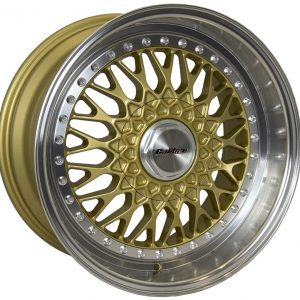 Calibre Vintage Gold Polished Lip 900 Y spoke mesh alloy wheel