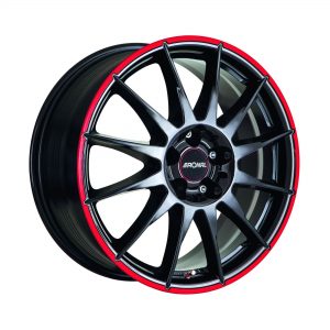 Ronal R54 Jetblack Red Rim angle 2000